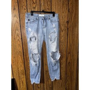 KanCan Women's Jeans 7/27 Destroyer Skinny Blue Casual Streetwear 98% Cotton